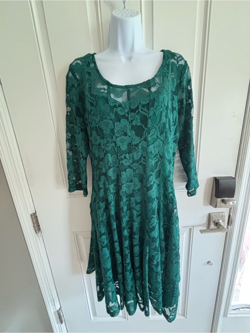 Leslie Fay gorgeous  Green Floral Lace Maxi Dress